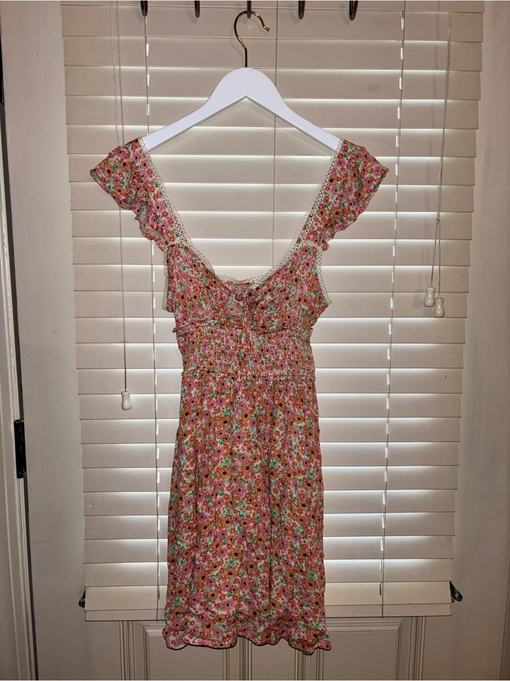 Floral Tie-Front Ruffle Sundress in Pink